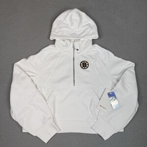 Boston Bruins Lululemon Hoodie Womens M/L White NHL Scuba Oversized 1/2 Zip NWT